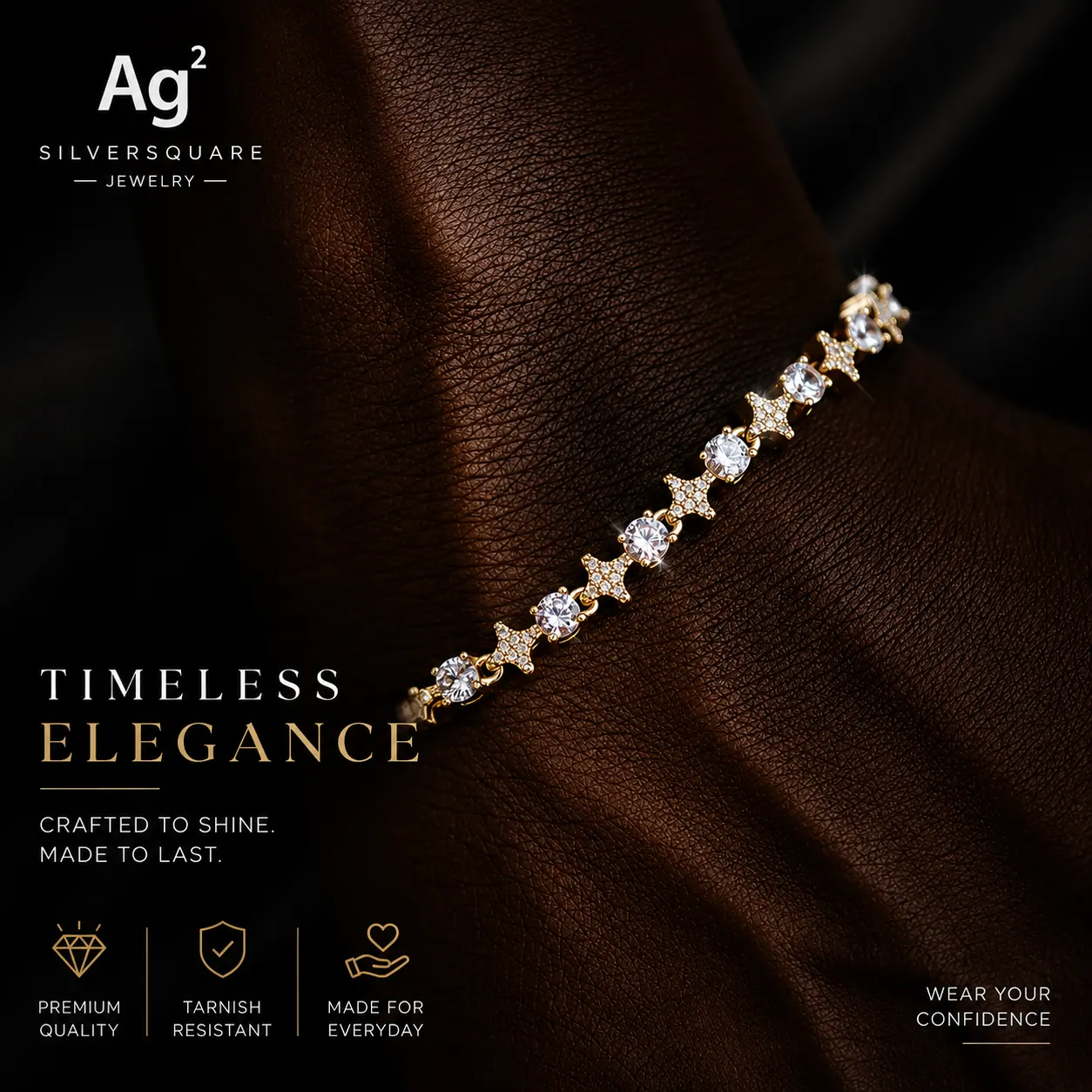 Star Tennis Bracelet 6mm/8mm - Moissanite Iced Out, Gold Plated 925 Sterling Silver, Hip Hop Jewelry for Men & Women