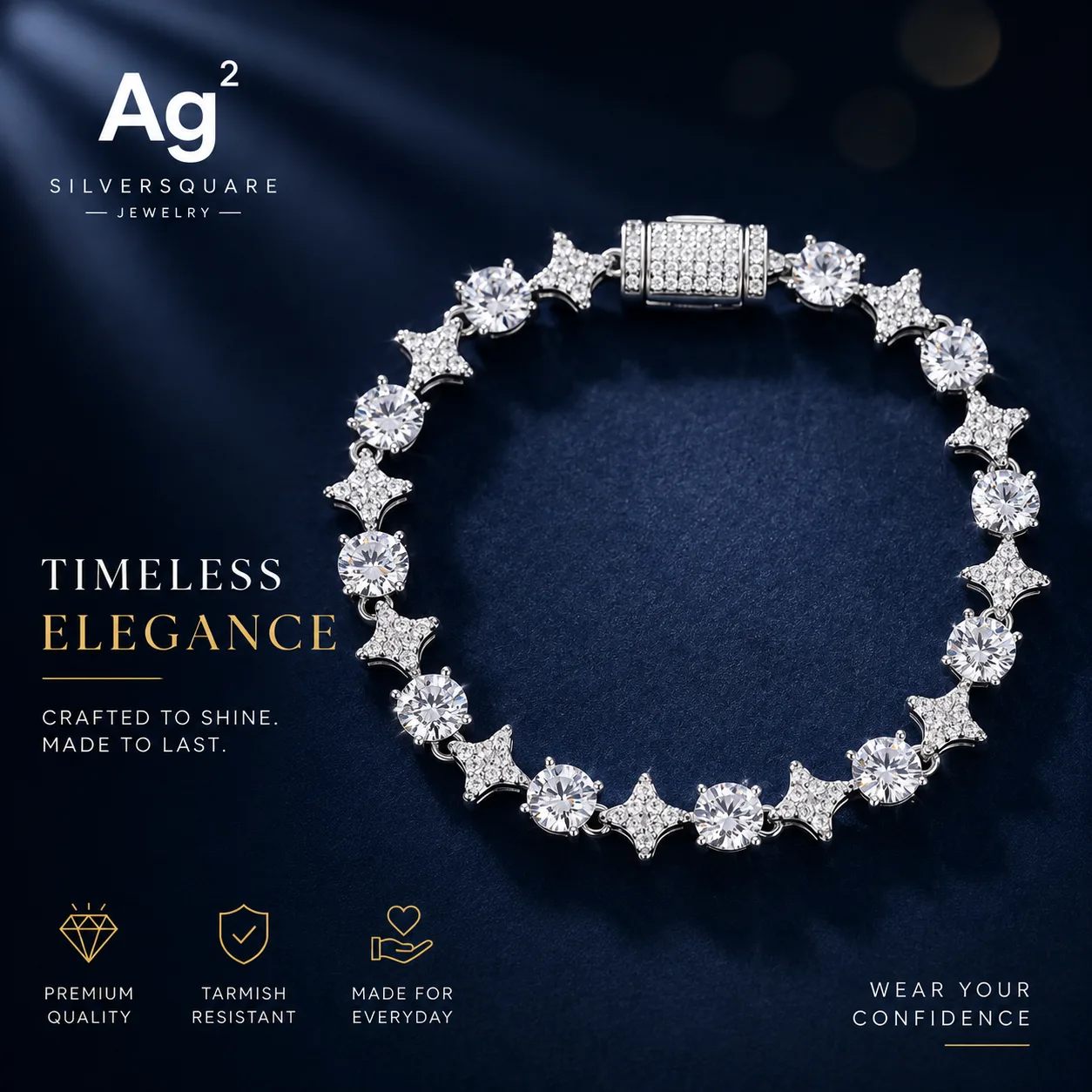 Star Tennis Bracelet 6mm/8mm - Moissanite Iced Out, Gold Plated 925 Sterling Silver, Hip Hop Jewelry for Men & Women - Image 3