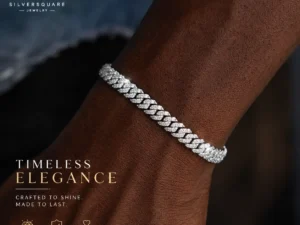 Moissanite Cuban Link Bracelet 6mm - VVS White Gold Plated 925 Sterling Silver, Iced Out Diamond Chain for Men & Women